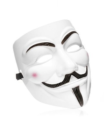 Anonymous mask, Guy Fawkes, V for Vendetta mask - WHITE