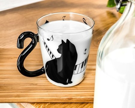 Cat glass with tail handle 