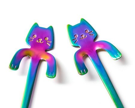 Cat tea spoons 2 pcs RAINBOW