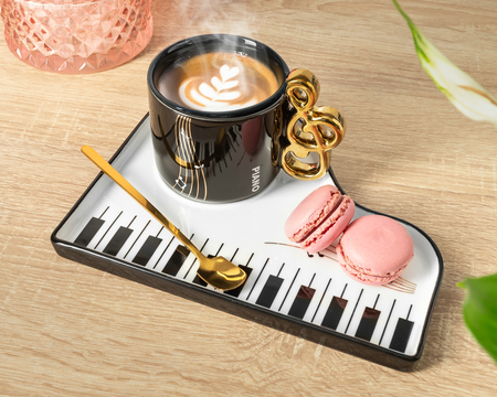 Ceramic Coffee Music Set with spoon & saucer