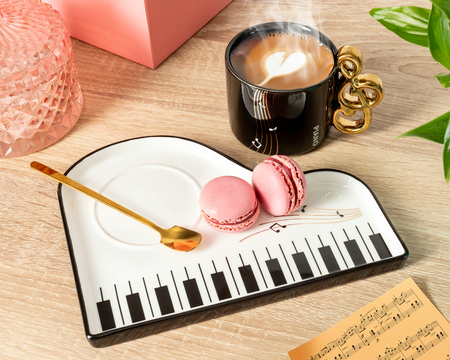 Ceramic Coffee Music Set with spoon & saucer