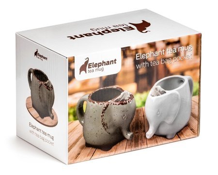 ELEPHANT mug - GRAY - with tea bag