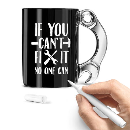 FIXIT MUG with a WHITEBOARD MARKER  