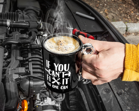 FIXIT MUG with a WHITEBOARD MARKER  