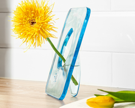 Flower frame vase - TRANSPARENT BLUE