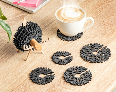 Moose felt coasters (12 pcs.) - BLACK