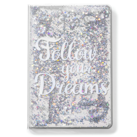 Notebook - FOLLOW YOUR DREAMS - silver sequins
