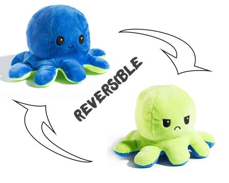 Reversible plush toy - octopus (dark blue - green)