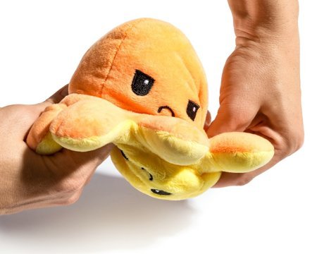 Reversible plush toy - octopus (orange- yellow)    