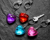 Glass hearts - 4 pcs set  (red, blue, purple, pink)