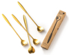 Heart spoons with loong handle 4 pcs - GOLDEN