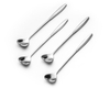 Heart spoons with loong handle 4 pcs - SILVER