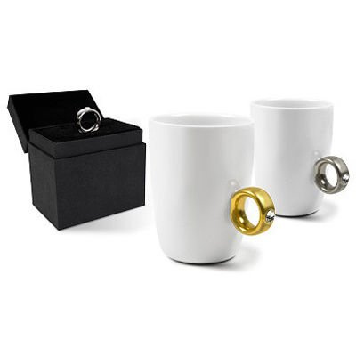 Ring mug white - golden ring