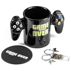 Gamer set GAME OVER - mug, coaster and keychains