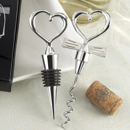 Heart shaped bottle stopper and opener - BLACK