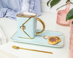 BAG mug ceramic set with spoon & saucer - MINT