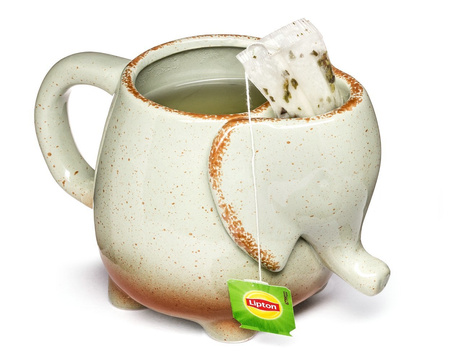 ELEPHANT mug - GRAY - with tea bag