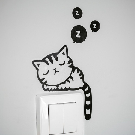 Sleepy Kitty Cat - Switch/ Wall Sticker