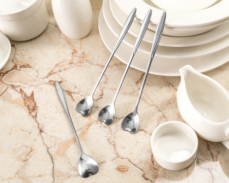 Heart spoons with loong handle 4 pcs - SILVER