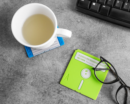 Floppy disk coaster 6 pcs set