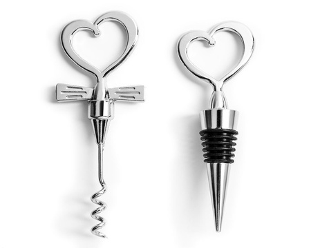 Heart shaped bottle stopper and opener - BLACK