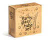 Party glass tube set 4 pcs with wooden holder 