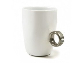 Ring mug white - silver ring