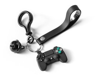 Gamer keychain with a bell - BLACK