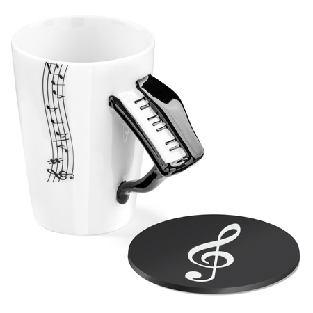 Music Gift Duo - Music mug PIANO + coaster
