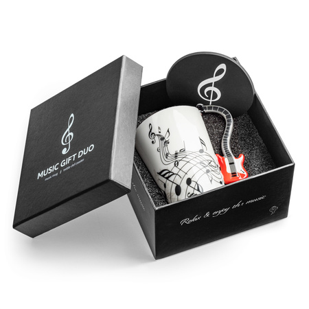 Music Gift Duo - Music mug ELECTRIC GUITAR RED + coaster