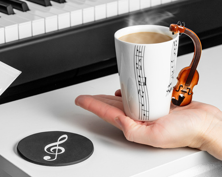 Music Gift Duo - Music mug VIOLIN + coaster 
