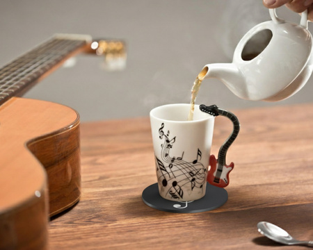 Music Gift Duo - Music mug ELECTRIC GUITAR RED + coaster