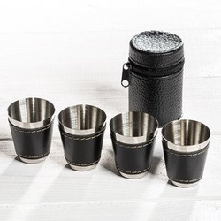 Stainless steel shot glass in case - 4 pcs set