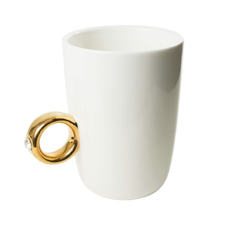 Ring mug white - golden ring