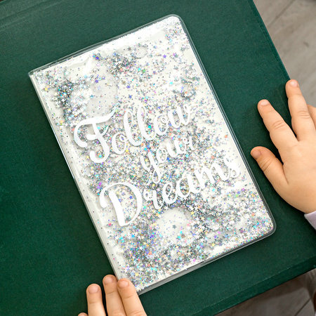 Notebook - FOLLOW YOUR DREAMS - silver sequins