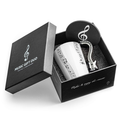 Music Gift Duo - Music mug ELECTRIC GUITAR BLACK + coaster