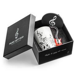 Music Gift Duo - Music mug ELECTRIC GUITAR RED + coaster