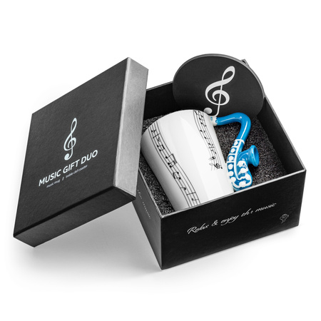 Music Gift Duo - Music mug SAXOPHONE + coaster 