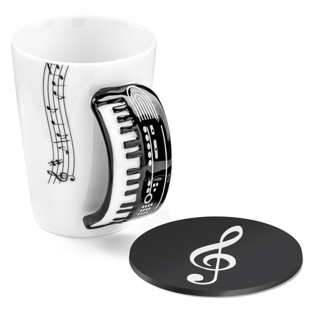 Music Gift Duo - Music mug KEYBOARD + coaster 