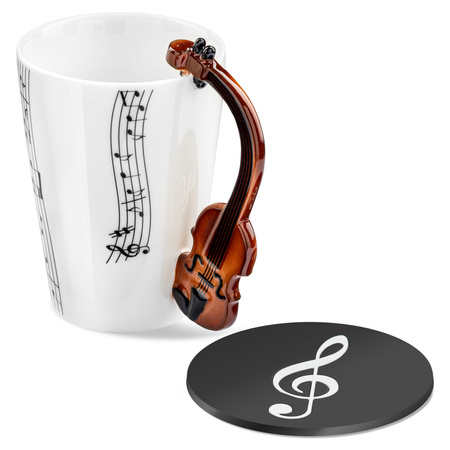 Music Gift Duo - Music mug VIOLIN + coaster 