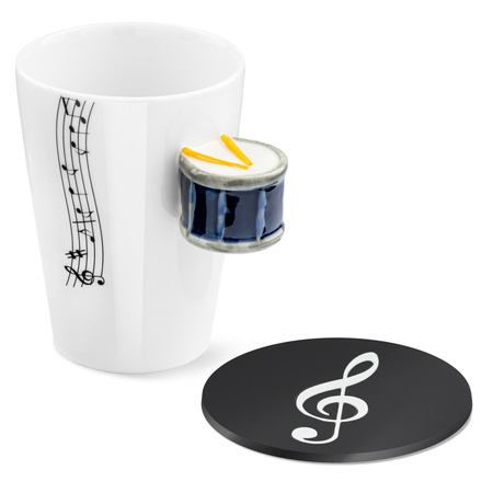 Music Gift Duo - Music mug DRUM blue+ coaster