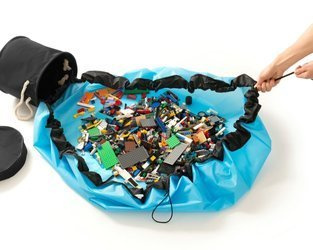 Fabric bag with a playing mat 2in1 - BLUE