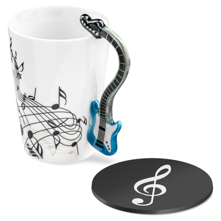 Music Gift Duo - Music mug ELECTRIC GUITAR BLUE + coaster 