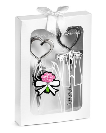 Heart shaped bottle stopper and opener - WHITE