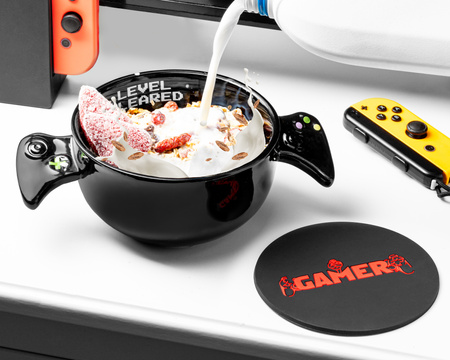 Gamer bowl with silicone coaster gift set