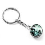 Keychain - glass MOON - glowing in the dark