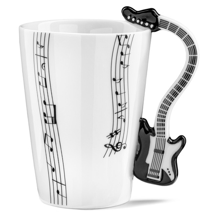 Music Gift Duo - Music mug ELECTRIC GUITAR BLACK + coaster 