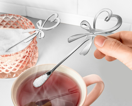 Stirrer and mini teaspoon HEART SHAPED BOW 2 pcs 