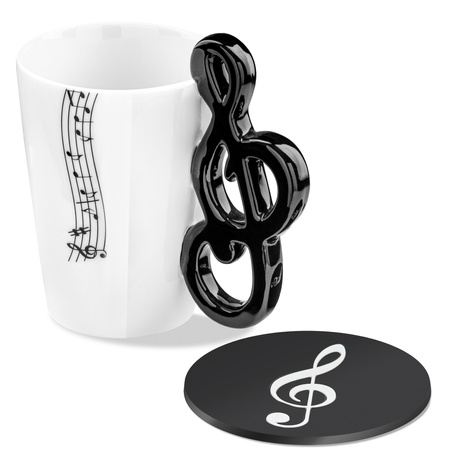 Music Gift Duo - Music mug TREBLE CLEF + coaster 
