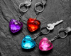 Glass hearts - 4 pcs set  (red, blue, purple, pink)